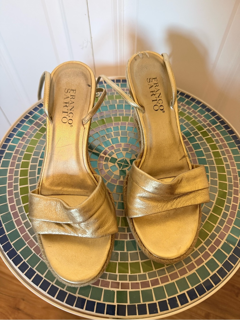 Franco Sarto Metallic Gold Slingback Mules
